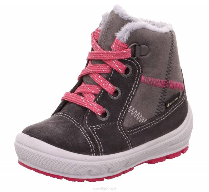 Superfit cinza/rosa bebês groovy - bota com cadarço JFFX443