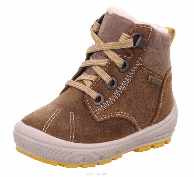 Superfit marrom/amarelo bebês groovy - bota com cadarço JFFX464