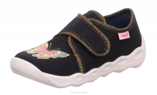 Superfit preto bebês bubble - chinelo com fecho de velcro JFFX101