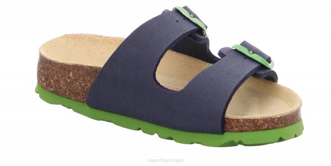 Superfit azul verde crianças fussbettpantoffel - chinelo com fivela JFFX579