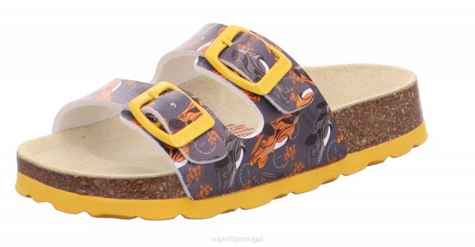 Superfit cinza/laranja crianças fussbettpantoffel - chinelo com fivela JFFX566