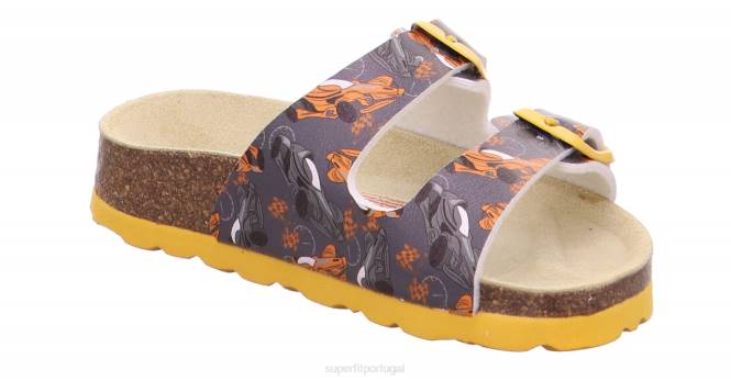 Superfit cinza/laranja crianças fussbettpantoffel - chinelo com fivela JFFX566