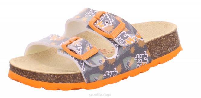 Superfit cinza/laranja crianças fussbettpantoffel - chinelo com fivela JFFX591