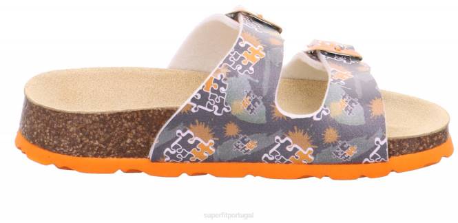 Superfit cinza/laranja crianças fussbettpantoffel - chinelo com fivela JFFX591