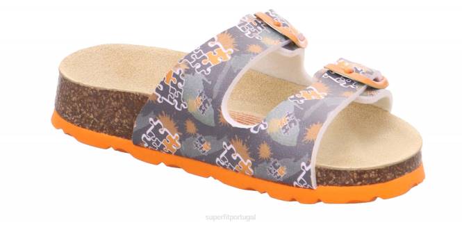 Superfit cinza/laranja crianças fussbettpantoffel - chinelo com fivela JFFX591