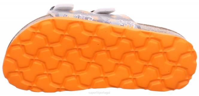 Superfit cinza/laranja crianças fussbettpantoffel - chinelo com fivela JFFX591