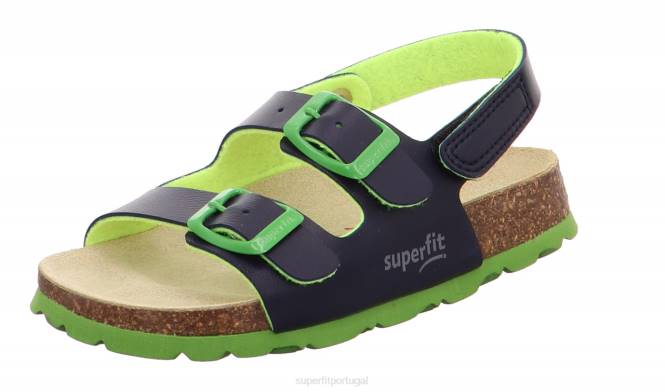 Superfit azul verde crianças fussbettpantoffel - sandália com fivela JFFX587